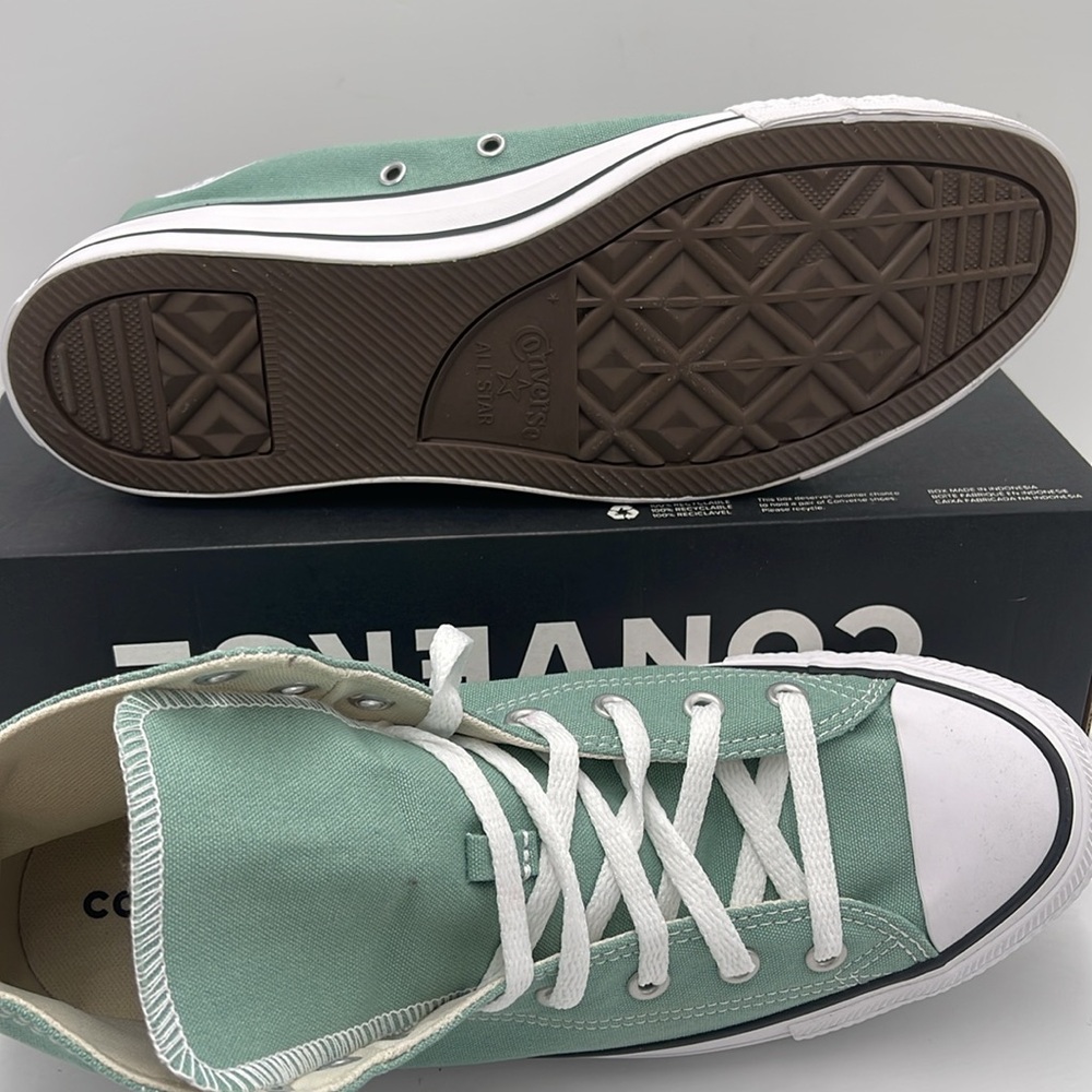 Converse Men’s High Tops in Mint Green Chuck Taylor All Star Canvas Sneakers - Picture 3 of 16